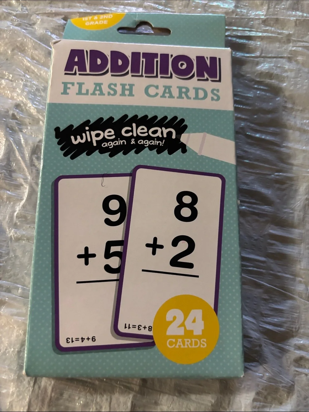 Wipe-Clean Addition Flash Cards for Kids - Teal & Purple